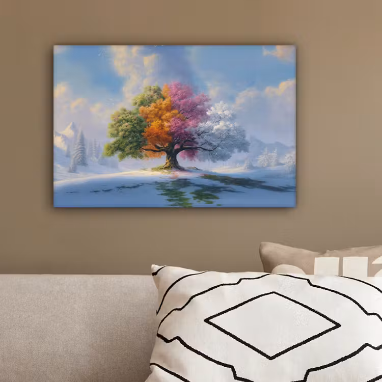 Boom - Seizoenen - Winter - Landschap canvas 2cm klein -sfeer3