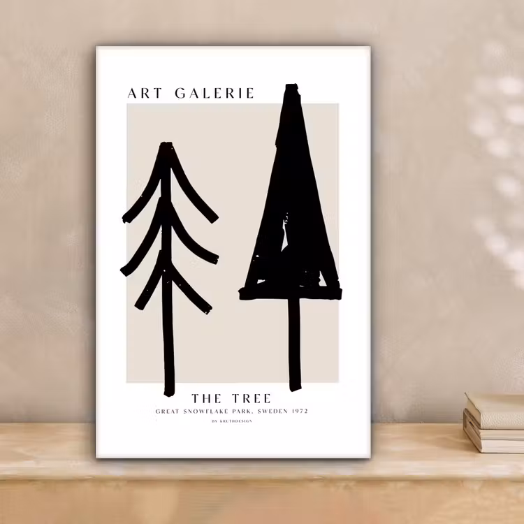 Bomen - Kerst - Zwart - Feest canvas 2cm klein -sfeer1