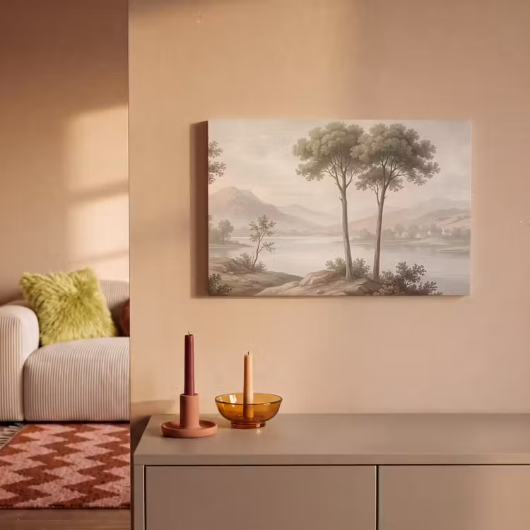 Bomen - Meer - Bergen - Illustratie canvas 2cm klein -sfeer1