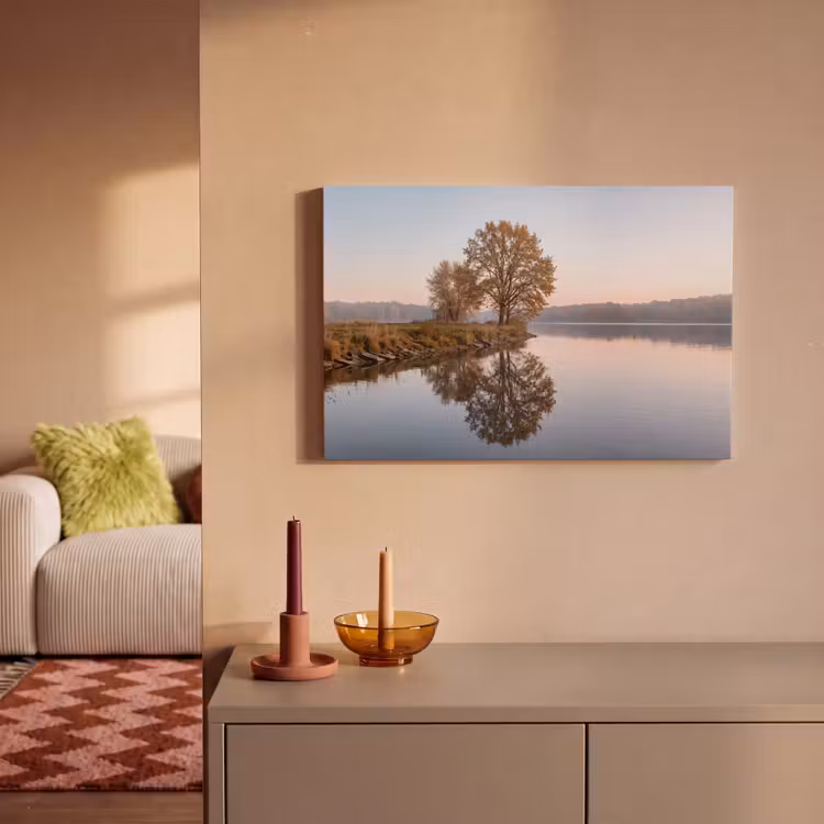 Bomen - Reflectie - Water - Zonsopgang - Serene canvas 2cm klein -sfeer1