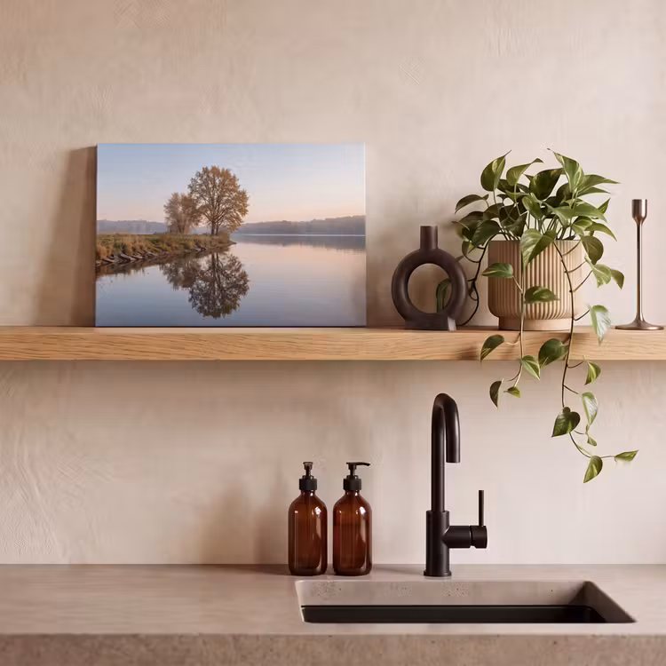 Bomen - Reflectie - Water - Zonsopgang - Serene canvas 2cm klein -sfeer3