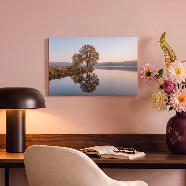Bomen - Reflectie - Water - Zonsopgang - Serene canvas 2cm klein -sfeer4
