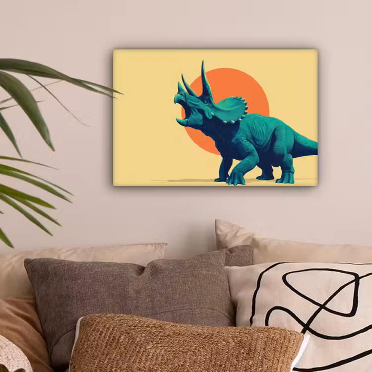 Triceratops - Cirkel - Oranje - Hoorns canvas 2cm klein -sfeer1