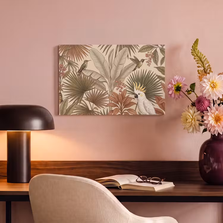 Tropisch - Vogels - Beige canvas 2cm klein -sfeer4