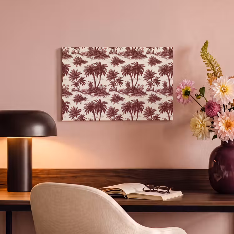 Tropisch - Geometrisch - Bordeauxrood canvas 2cm klein 34 -sfeer4