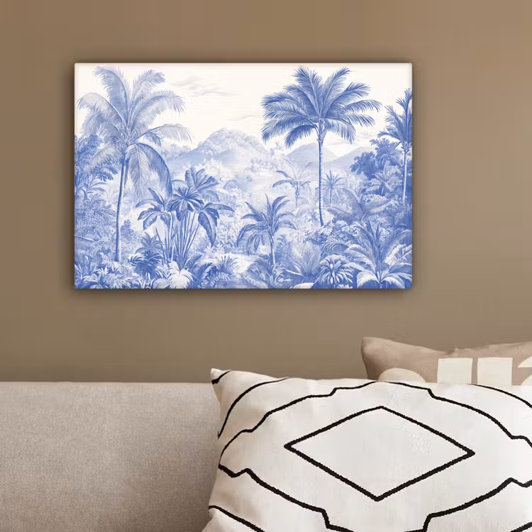 Tropisch - Jungle - Blauw canvas 2cm klein -sfeer3