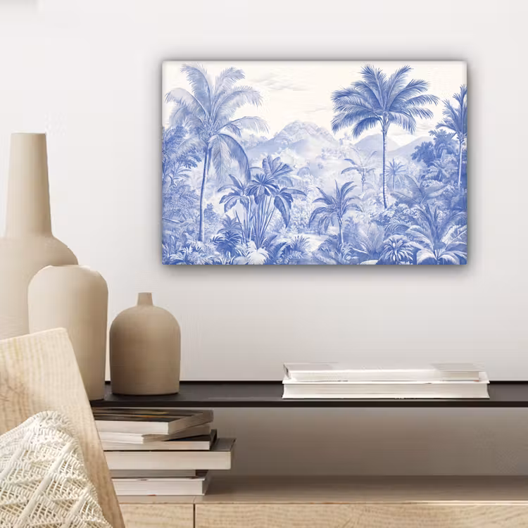 Tropisch - Jungle - Blauw canvas 2cm klein -sfeer6