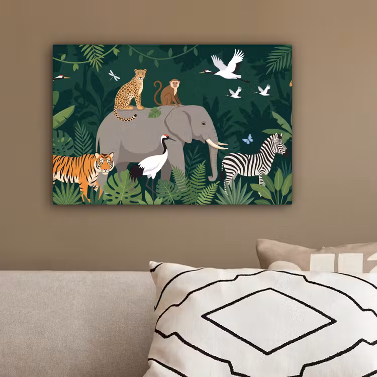Tropisch - Jungle - Groen canvas 2cm klein -sfeer3