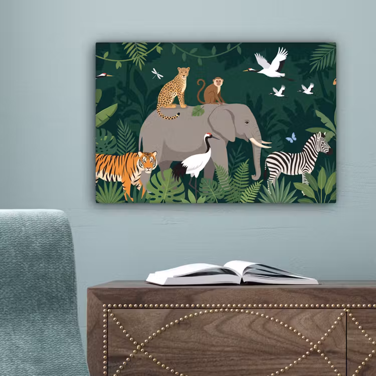 Tropisch - Jungle - Groen canvas 2cm klein -sfeer4