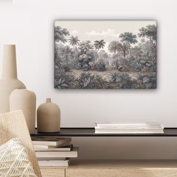 Tropisch - Landschap - Illustratie canvas 2cm klein -sfeer6