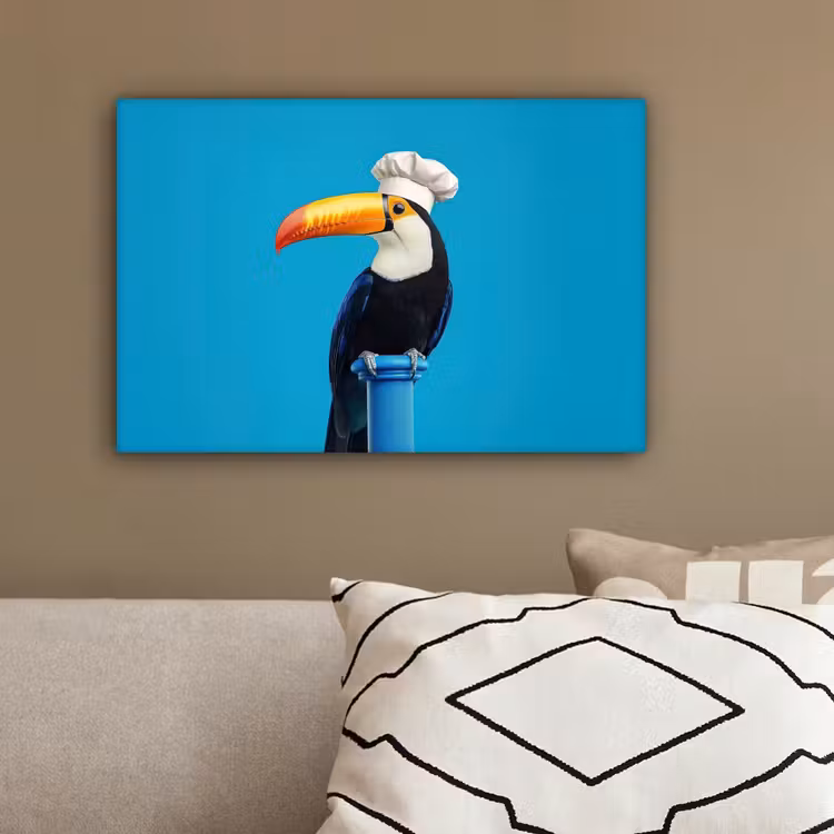 Tucan - Sokkel - Vogel - Koksmuts canvas 2cm klein -sfeer3
