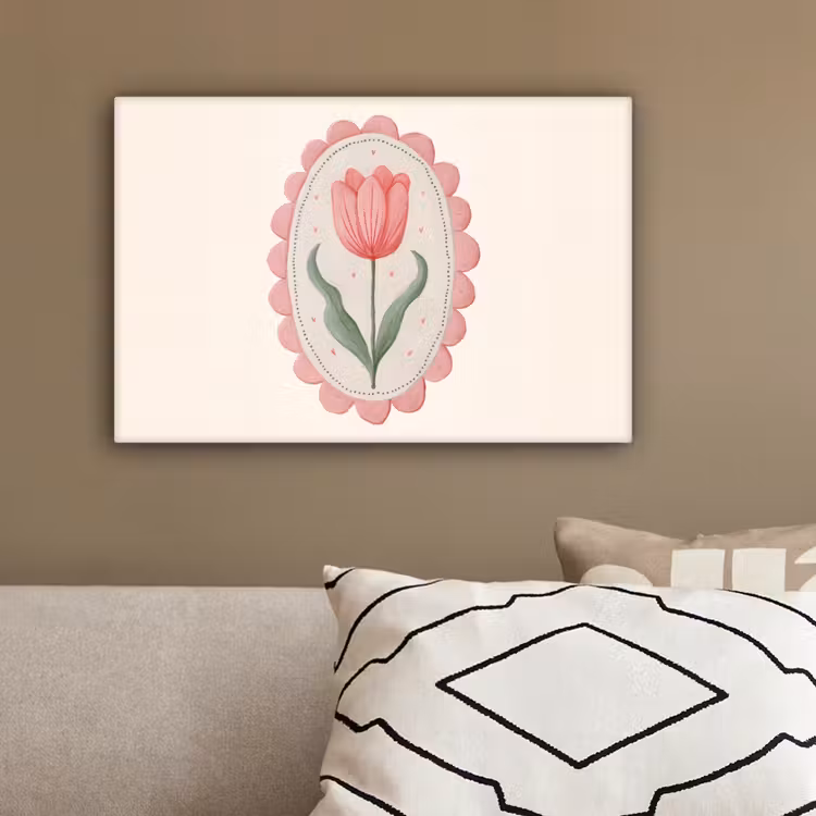 Tulp - Lijst - Ovaal - Illustratie canvas 2cm klein -sfeer3