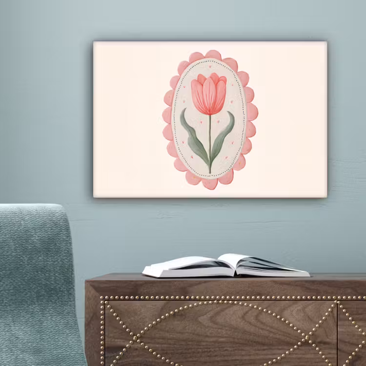 Tulp - Lijst - Ovaal - Illustratie canvas 2cm klein -sfeer4