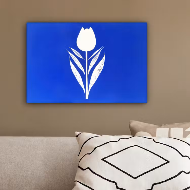 Tulp - Minimalistisch - Bladeren - Wit canvas 2cm klein -sfeer3