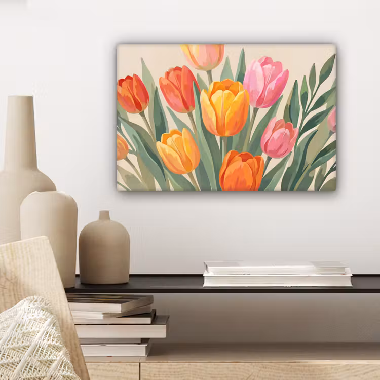 Tulpen - Abstract - Kleurrijk canvas 2cm klein -sfeer6