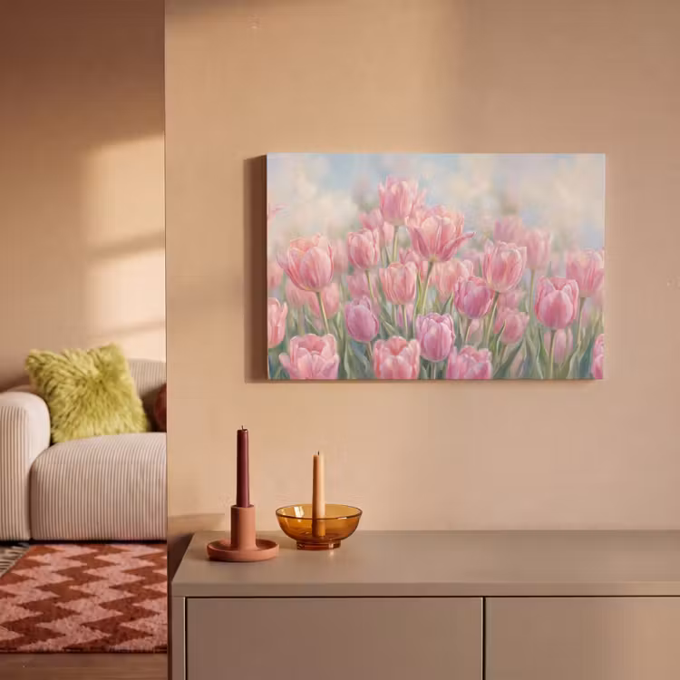 Tulpen - Veld - Lente - Roze canvas 2cm klein -sfeer1