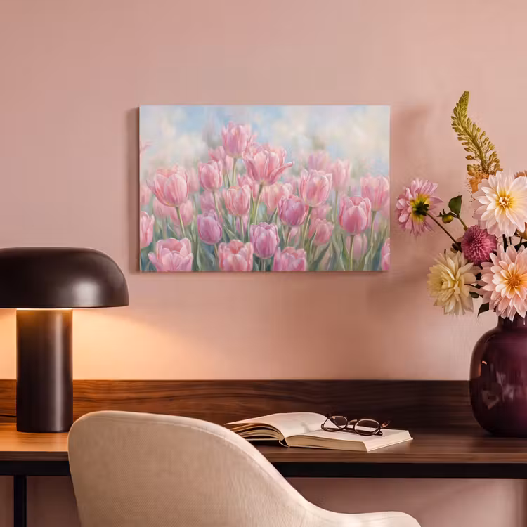 Tulpen - Veld - Lente - Roze canvas 2cm klein -sfeer4