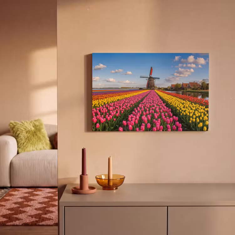 Tulpen - Holland - Molen - Kleurrijk canvas 2cm klein -sfeer1