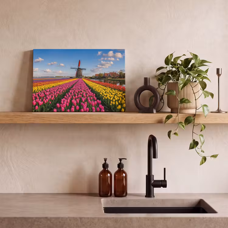 Tulpen - Holland - Molen - Kleurrijk canvas 2cm klein -sfeer3