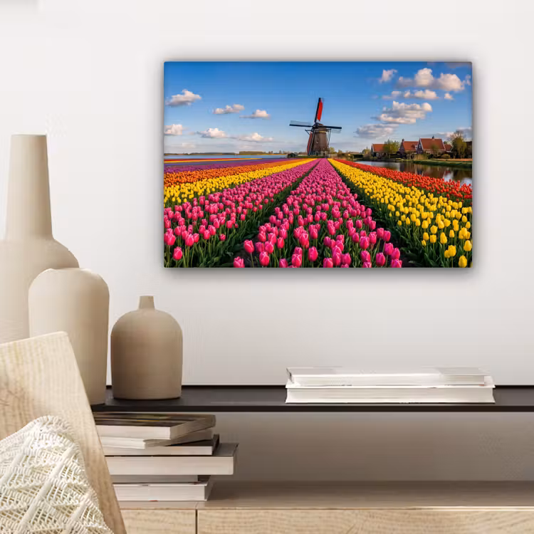 Tulpen - Holland - Molen - Kleurrijk canvas 2cm klein -sfeer6