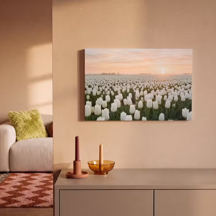 Tulpen - Landschap - Wit canvas 2cm klein -sfeer1