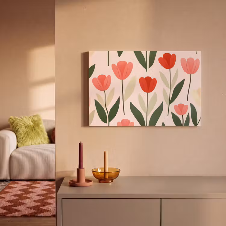 Tulpen - Modern - Roze canvas 2cm klein -sfeer1