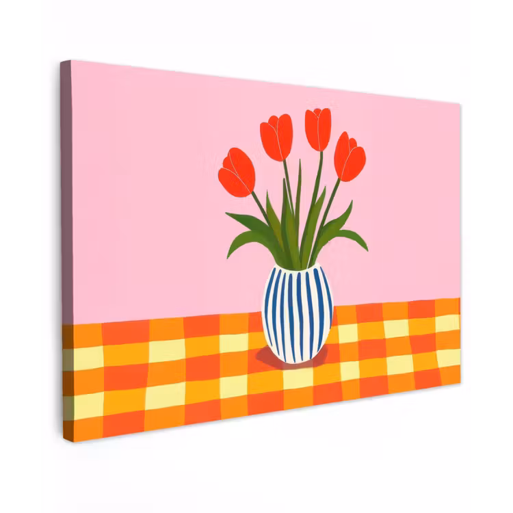 Tulpen - Roze - Vaas canvas 2cm klein -z3d