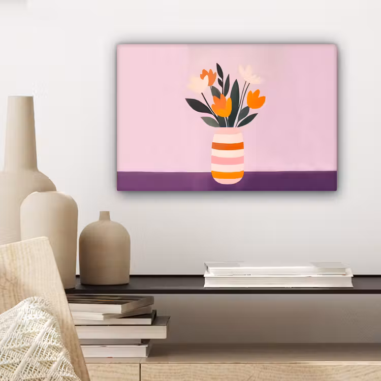 Tulpen - Vaas - Strepen - Paars canvas 2cm klein -sfeer6