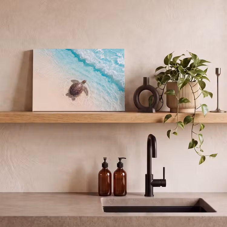 Schildpad - Helder water - Strand - Dieren - Natuur canvas 2cm klein -sfeer3