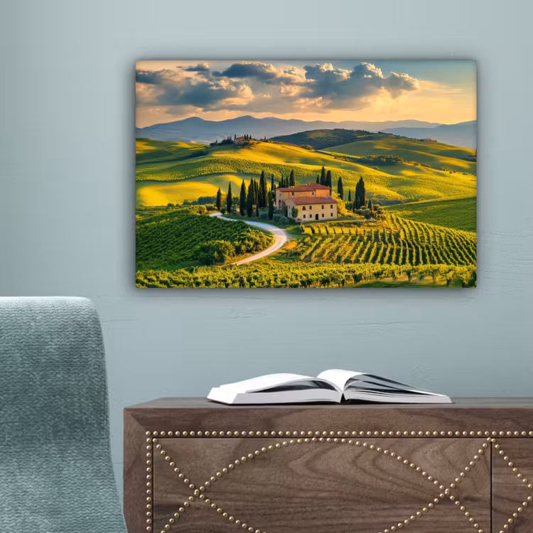 Toscane - Landschap - Wijngaarden canvas 2cm klein -sfeer4