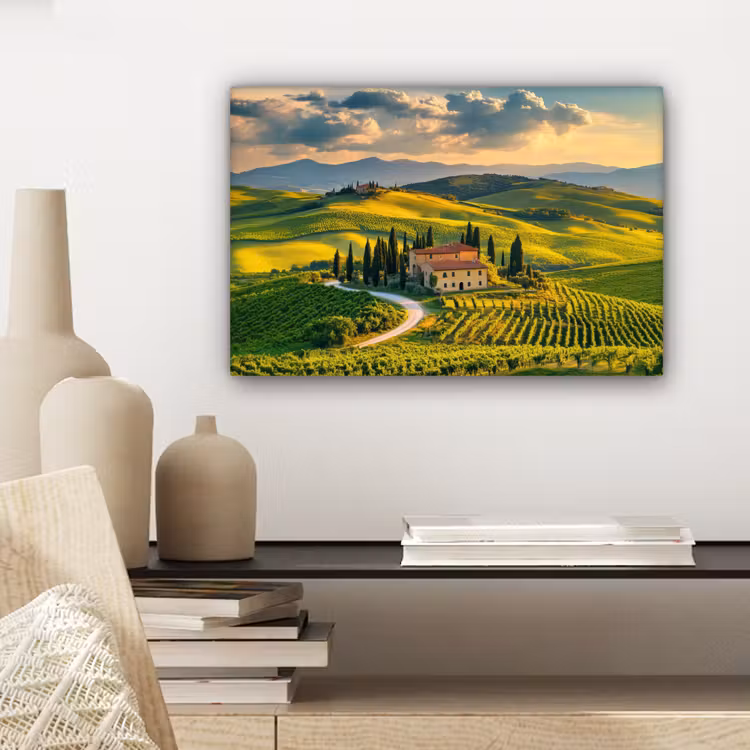 Toscane - Landschap - Wijngaarden canvas 2cm klein -sfeer6