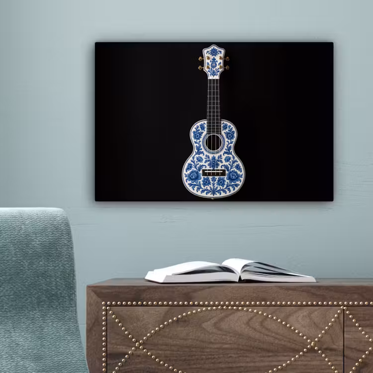 Ukelele - Delfts - Blauw - Muziek canvas 2cm klein -sfeer4