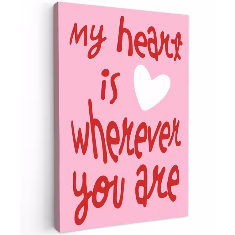 Valentijn - Hart - Liefde - Roze canvas 2cm klein -z3d