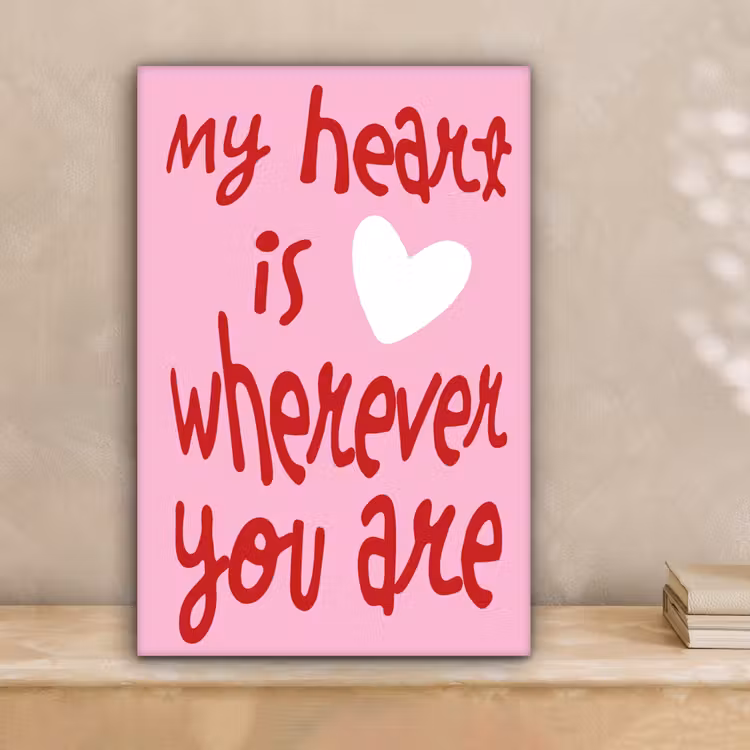Valentijn - Hart - Liefde - Roze canvas 2cm klein -sfeer1