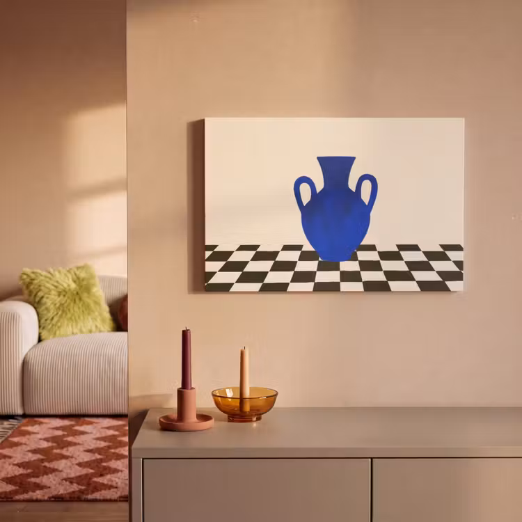 Vaas - Blauw - Geblokt - Modern canvas 2cm klein -sfeer1