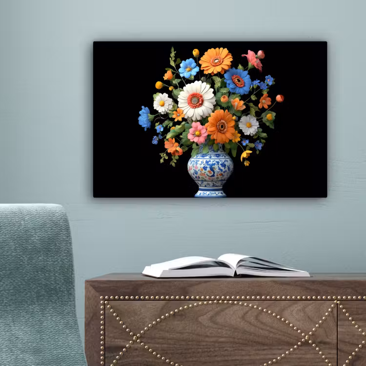 Vaas - Boeket - Bloemen - Kleur canvas 2cm klein -sfeer4