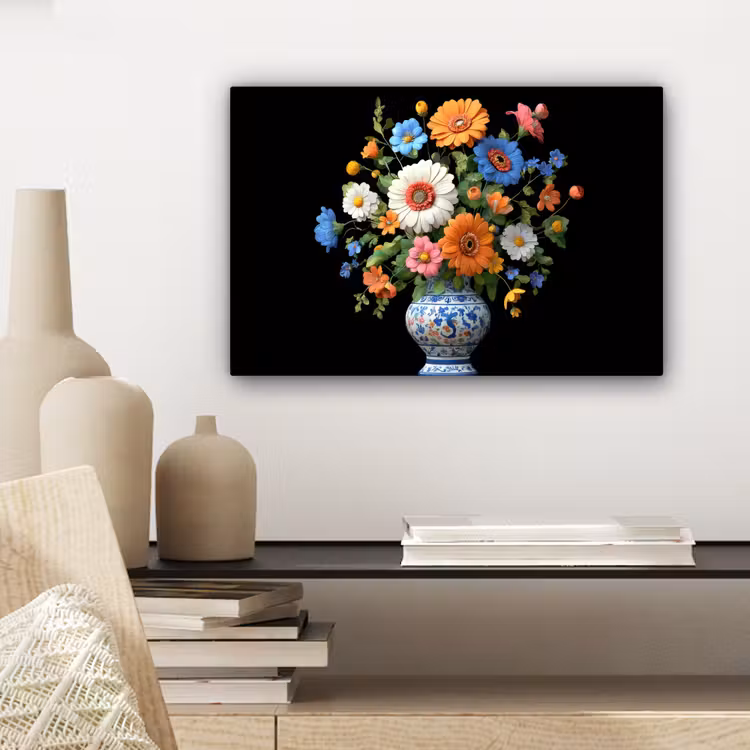 Vaas - Boeket - Bloemen - Kleur canvas 2cm klein -sfeer6