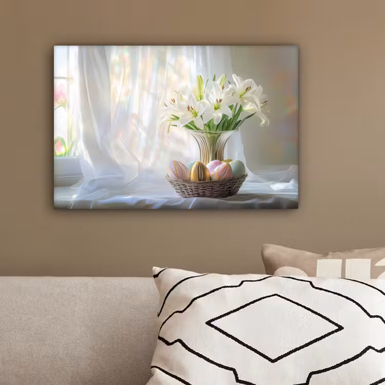 Vaas - Eieren - Bloemen canvas 2cm klein -sfeer3