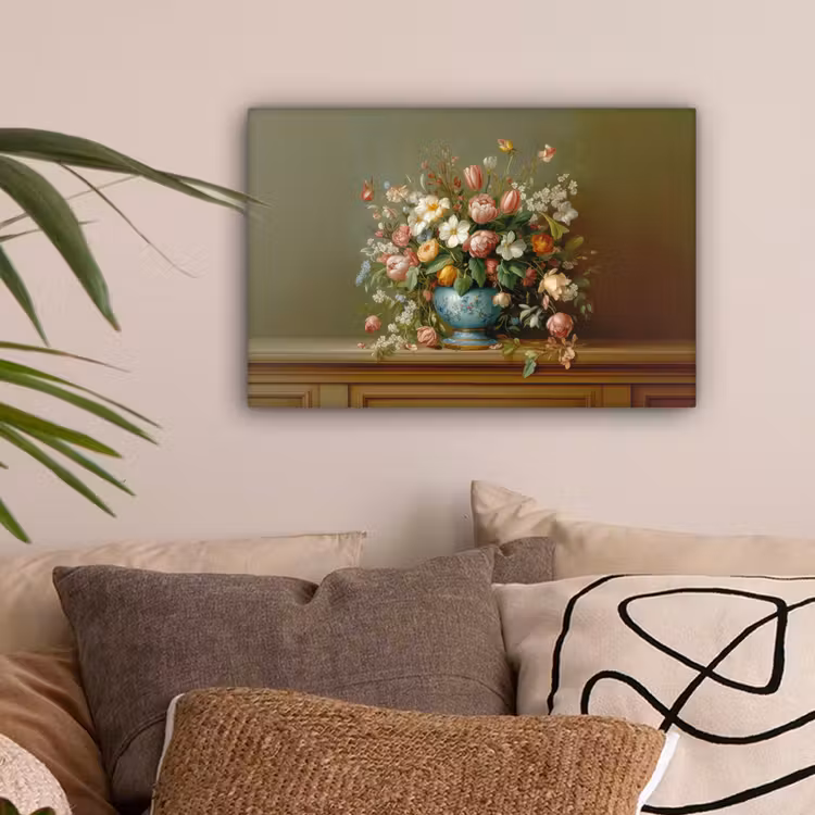 Vaas - Pastel - Kleuren - Bloemen canvas 2cm klein -sfeer1