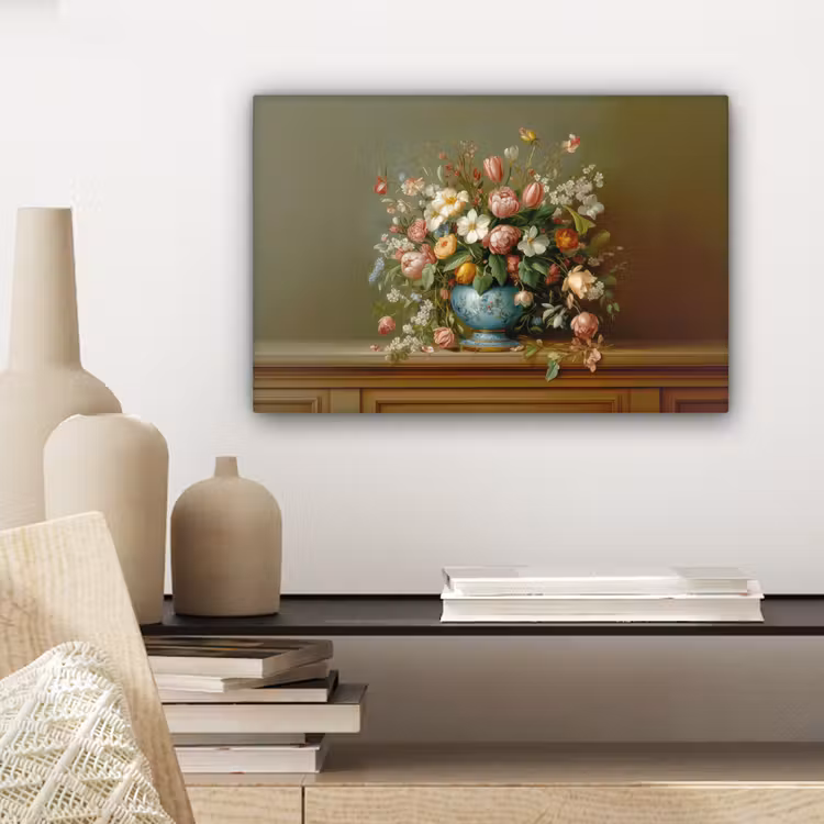 Vaas - Pastel - Kleuren - Bloemen canvas 2cm klein -sfeer6
