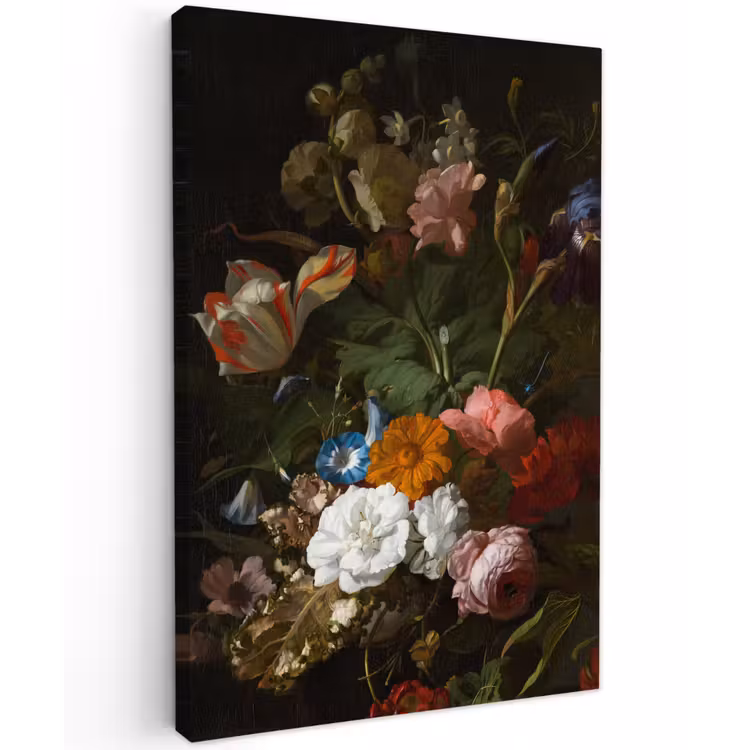 Vaas met bloemen - Schilderij van Rachel Ruysch canvas 2cm klein -z3d