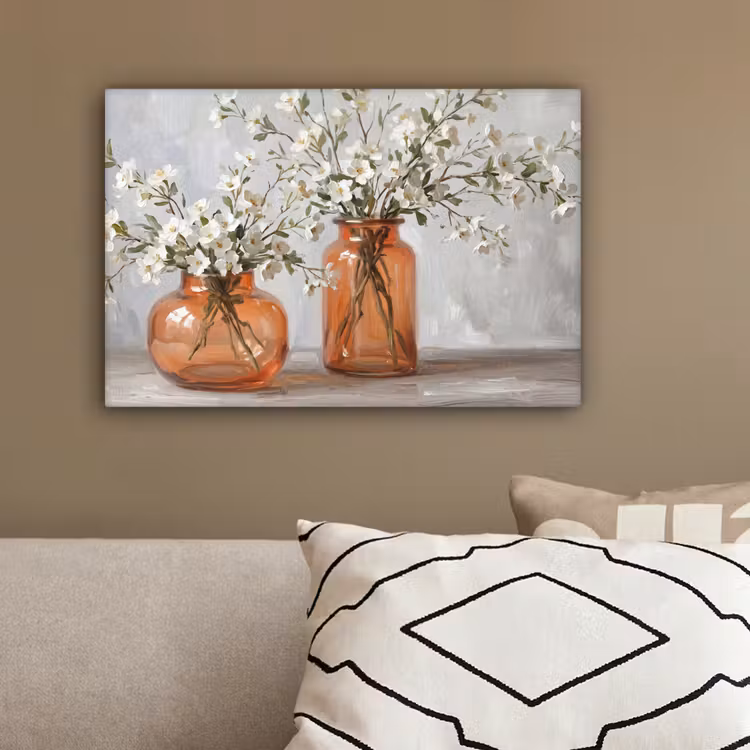 Vazen - Bloemen - Oranje canvas 2cm klein -sfeer3