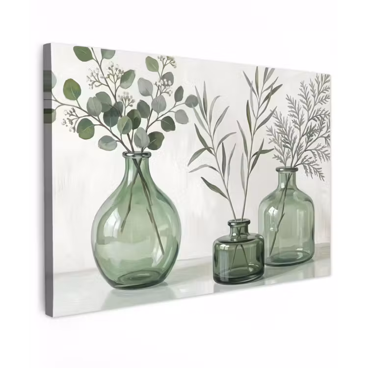 Vazen - Bladeren - Groen canvas 2cm klein -z3d