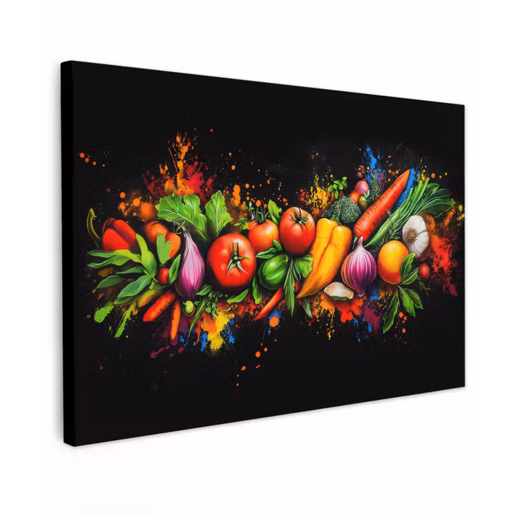 Groente - Eten - Kruiden - Graffiti - Koken canvas 2cm klein -z3d