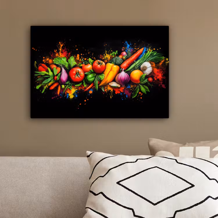 Groente - Eten - Kruiden - Graffiti - Koken canvas 2cm klein -sfeer3