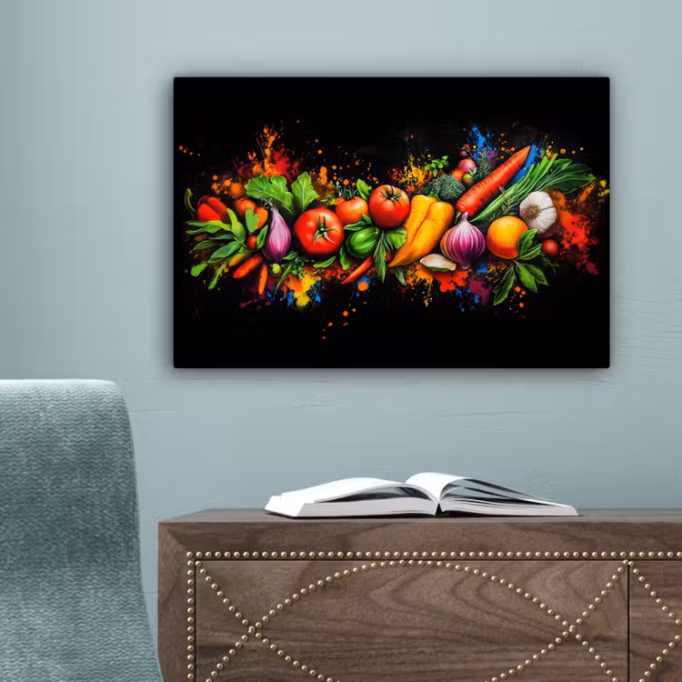 Groente - Eten - Kruiden - Graffiti - Koken canvas 2cm klein -sfeer4