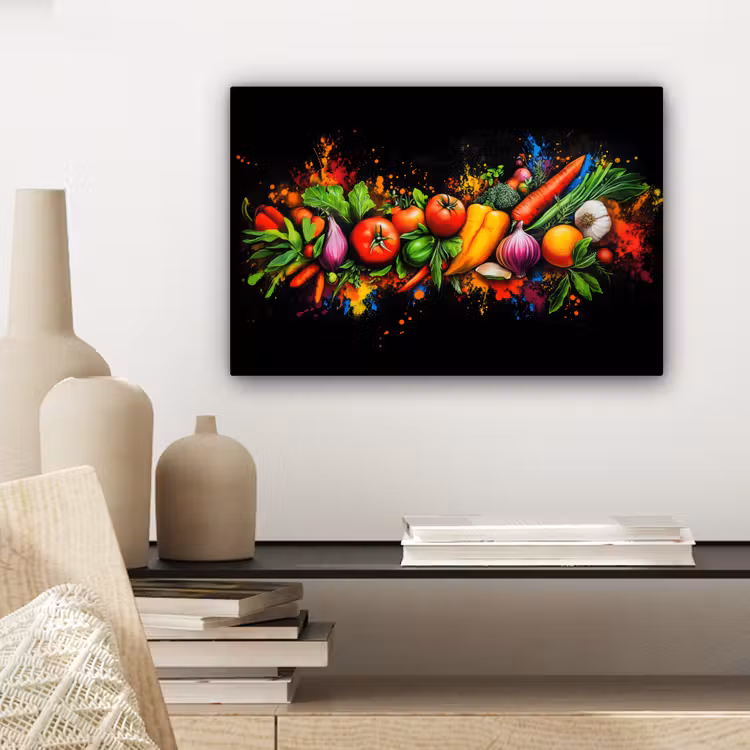 Groente - Eten - Kruiden - Graffiti - Koken canvas 2cm klein -sfeer6