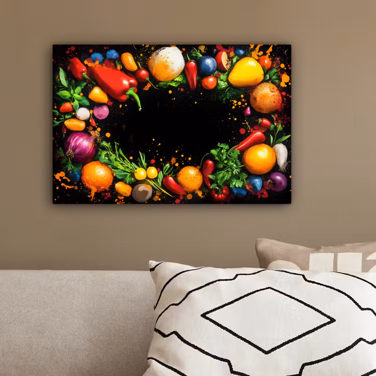 Groente - Graffiti - Kleurrijk - Koken - Abstract canvas 2cm klein -sfeer3