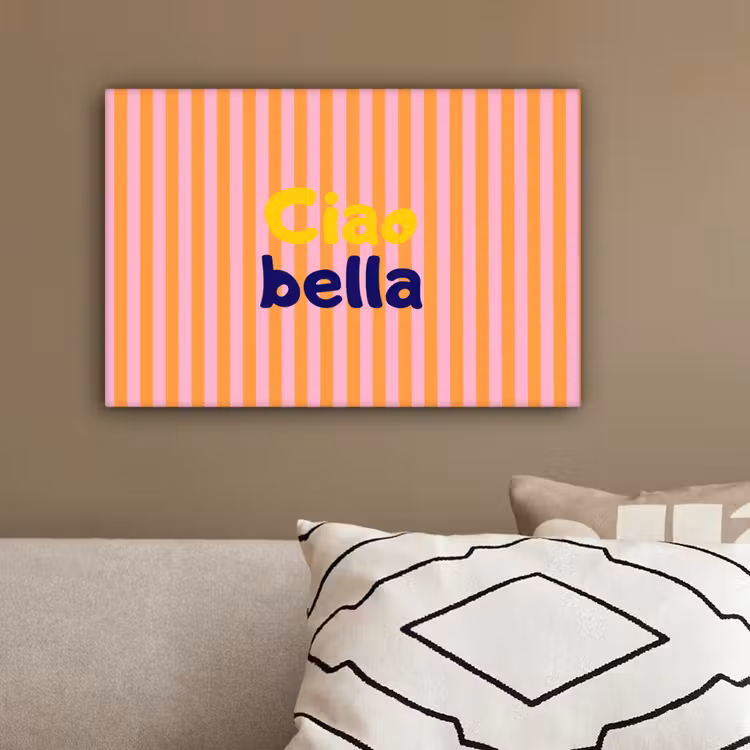Verticaal - Strepen - Oranje - Ciao bella canvas 2cm klein -sfeer3