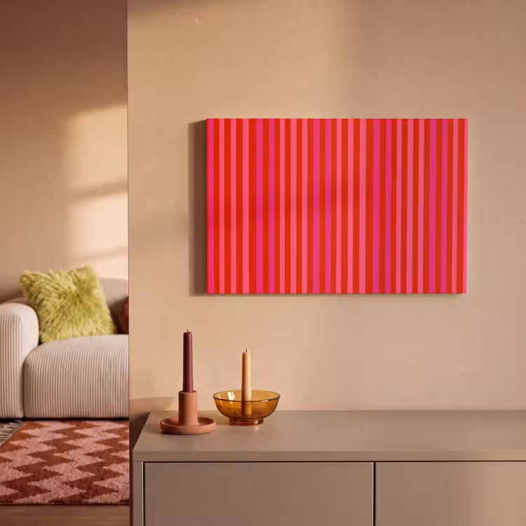 Verticaal - Strepen - Roze canvas 2cm klein 34 -sfeer1